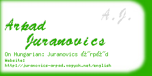 arpad juranovics business card